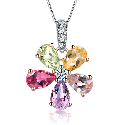 時(shí)光之詩 ENZO珠寶商場(chǎng)同款18K金鑲碧璽黃晶紫晶鐘表吊墜